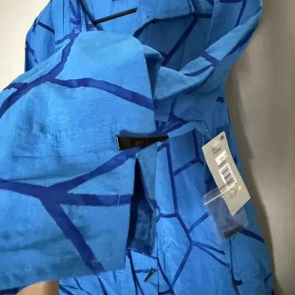 New Ali Miles Medium Blue Black Artsy Lagenlook Textured 3/4 Sleeve Art To Wear - Picture 9 of 14